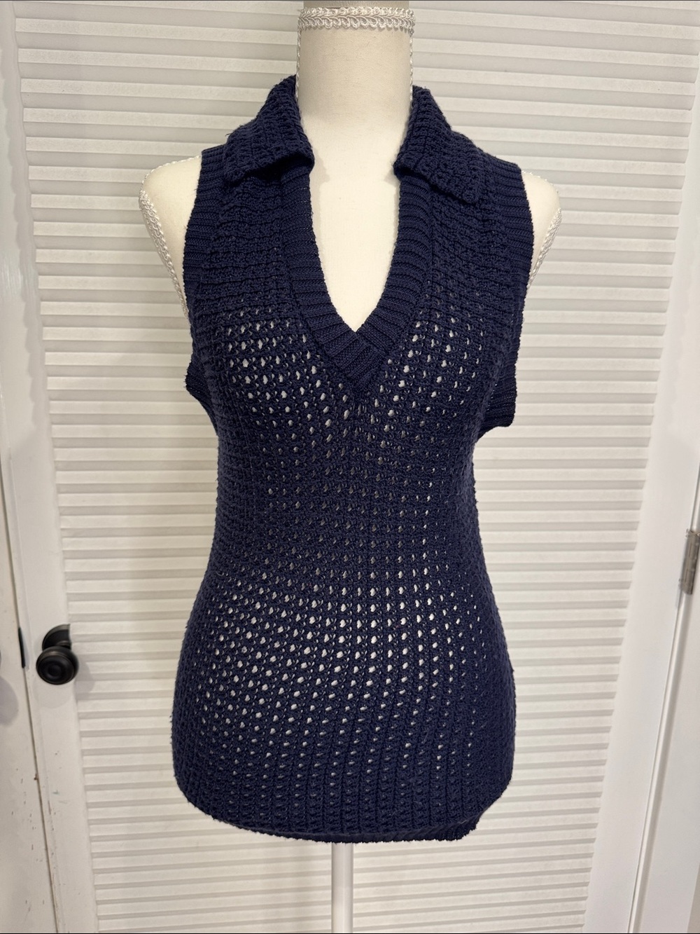 Ravella Navy Sleeveless Knit Tunic Top 0867